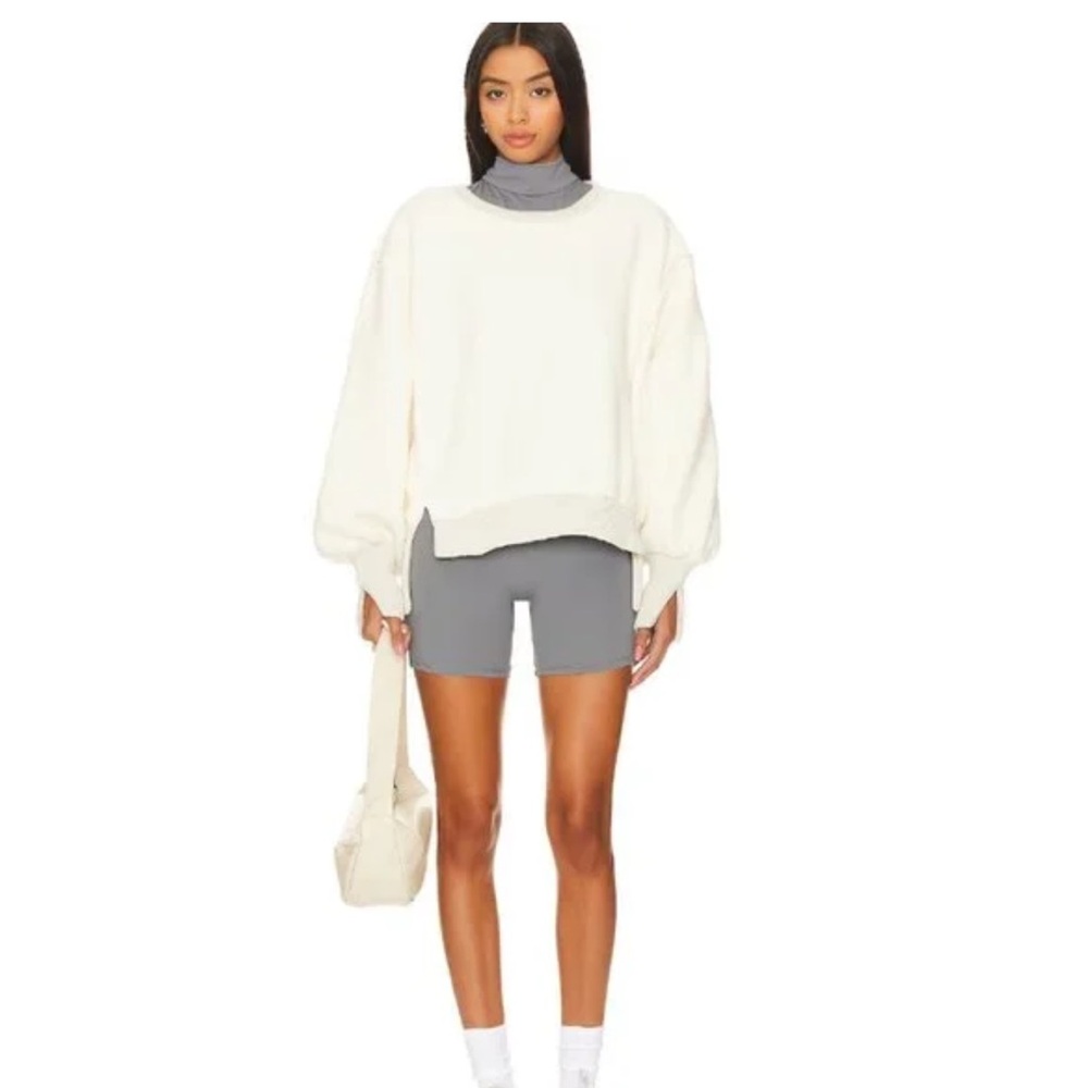 Free People Cream Camden Sweatshirt and Gray Shorts Set